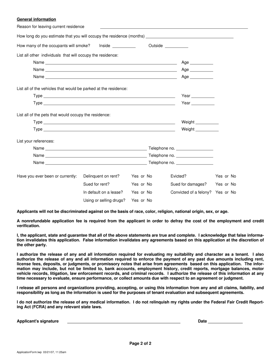 Application Form - Page 2